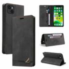 For iPhone 13 Skin Feel Anti-theft Brush Horizontal Flip Leather Case with Holder & Card Slots & Wallet(Black) - 1