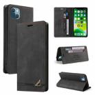 For iPhone 13 mini Skin Feel Anti-theft Brush Horizontal Flip Leather Case with Holder & Card Slots & Wallet (Black) - 1