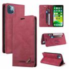 For iPhone 13 mini Skin Feel Anti-theft Brush Horizontal Flip Leather Case with Holder & Card Slots & Wallet (Wine Red) - 1