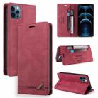 For iPhone 12 Pro Max Skin Feel Anti-theft Brush Horizontal Flip Leather Case with Holder & Card Slots & Wallet(Wine Red) - 1