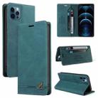 For iPhone 12 Pro Max Skin Feel Anti-theft Brush Horizontal Flip Leather Case with Holder & Card Slots & Wallet(Blue) - 1