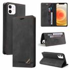 For iPhone 12 / 12 Pro Skin Feel Anti-theft Brush Horizontal Flip Leather Case with Holder & Card Slots & Wallet(Black) - 1