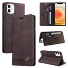 For iPhone 12 / 12 Pro Skin Feel Anti-theft Brush Horizontal Flip Leather Case with Holder & Card Slots & Wallet(Brown) - 1