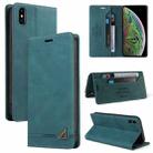 For iPhone XS Max Skin Feel Anti-theft Brush Horizontal Flip Leather Case with Holder & Card Slots & Wallet(Blue) - 1
