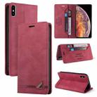 For iPhone X / XS Skin Feel Anti-theft Brush Horizontal Flip Leather Case with Holder & Card Slots & Wallet(Wine Red) - 1