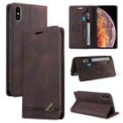 For iPhone X / XS Skin Feel Anti-theft Brush Horizontal Flip Leather Case with Holder & Card Slots & Wallet(Brown) - 1