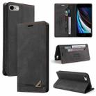 For iPhone SE 2022 / SE 2020 / 8 / 7 Skin Feel Anti-theft Brush Horizontal Flip Leather Case with Holder & Card Slots & Wallet(Black) - 1