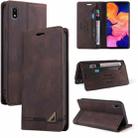 For Samsung Galaxy A10 Skin Feel Anti-theft Brush Horizontal Flip Leather Case with Holder & Card Slots & Wallet(Brown) - 1