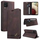 For Samsung Galaxy A12 Skin Feel Anti-theft Brush Horizontal Flip Leather Case with Holder & Card Slots & Wallet(Brown) - 1