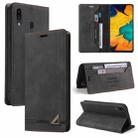 For Samsung Galaxy A20 / A30 Skin Feel Anti-theft Brush Horizontal Flip Leather Case with Holder & Card Slots & Wallet(Black) - 1