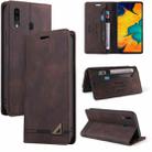 For Samsung Galaxy A20 / A30 Skin Feel Anti-theft Brush Horizontal Flip Leather Case with Holder & Card Slots & Wallet(Brown) - 1