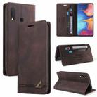 For Samsung Galaxy A20e Skin Feel Anti-theft Brush Horizontal Flip Leather Case with Holder & Card Slots & Wallet(Brown) - 1