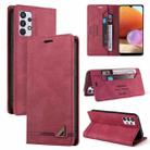 For Samsung Galaxy A32 4G Skin Feel Anti-theft Brush Horizontal Flip Leather Case with Holder & Card Slots & Wallet(Wine Red) - 1