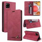 For Samsung Galaxy A42 5G Skin Feel Anti-theft Brush Horizontal Flip Leather Case with Holder & Card Slots & Wallet(Wine Red) - 1