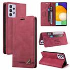 For Samsung Galaxy A52 5G / 4G Skin Feel Anti-theft Brush Horizontal Flip Leather Case with Holder & Card Slots & Wallet(Wine Red) - 1