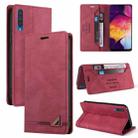 For Samsung Galaxy A70 Skin Feel Anti-theft Brush Horizontal Flip Leather Case with Holder & Card Slots & Wallet(Wine Red) - 1