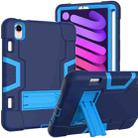 For iPad mini 6 Contrast Color Robot Shockproof Silicone + PC Protective Tablet Case with Holder & Pen Slot(Navy Blue) - 1