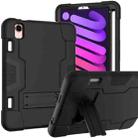 For iPad mini 6 Contrast Color Robot Shockproof Silicone + PC Protective Tablet Case with Holder & Pen Slot(Black) - 1