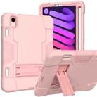 For iPad mini 6 Contrast Color Robot Shockproof Silicone + PC Protective Tablet Case with Holder & Pen Slot(Rose Gold) - 1