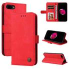 Skin Feel Life Tree Metal Button Horizontal Flip Leather Case with Holder & Card Slot & Wallet & Photo Frame & Strap For iPhone 8 Plus / 7 Plus(Red) - 1