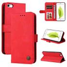 Skin Feel Life Tree Metal Button Horizontal Flip Leather Case with Holder & Card Slot & Wallet & Photo Frame & Strap For iPhone 6 / 6s(Red) - 1