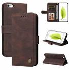 Skin Feel Life Tree Metal Button Horizontal Flip Leather Case with Holder & Card Slot & Wallet & Photo Frame & Strap For iPhone 6 / 6s(Brown) - 1