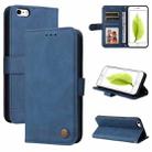 Skin Feel Life Tree Metal Button Horizontal Flip Leather Case with Holder & Card Slot & Wallet & Photo Frame & Strap For iPhone 6 / 6s(Blue) - 1