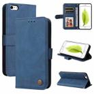 Skin Feel Life Tree Metal Button Horizontal Flip Leather Case with Holder & Card Slot & Wallet & Photo Frame & Strap For iPhone 6 Plus / 6s Plus(Blue) - 1
