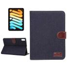 For iPad mini 6 Denim Texture PC Horizontal Flip Leather Protective Tablet Case, with Holder & Card Slots & Wallet & Photo Frame & Sleep / Wake-up Function(Black) - 1