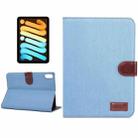 For iPad mini 6 Denim Texture PC Horizontal Flip Leather Protective Tablet Case, with Holder & Card Slots & Wallet & Photo Frame & Sleep / Wake-up Function(Light Blue) - 1