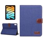 For iPad mini 6 Denim Texture PC Horizontal Flip Leather Protective Tablet Case, with Holder & Card Slots & Wallet & Photo Frame & Sleep / Wake-up Function(Dark Blue) - 1