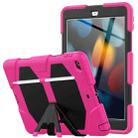 For iPad 10.2 2021 / 2020 / 2019 Shockproof Colorful Silicone + PC Protective Case with Holder & Pen Slot(Rose Red) - 1