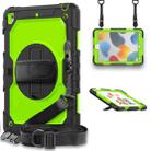 For iPad 10.2 2021 / 2020 / 2019 Shockproof Silicone + PC Protective Case with Holder & Shoulder Strap & Pen Slot(Black + Yellow Green) - 1
