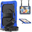 For iPad 10.2 2021 / 2020 / 2019 Shockproof Silicone + PC Protective Case with Holder & Shoulder Strap & Pen Slot(Blue) - 1
