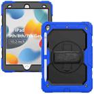 For iPad 10.2 2021 / 2020 / 2019 Shockproof Silicone + PC Protective Case with Holder & Shoulder Strap & Pen Slot(Blue) - 2