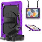 For iPad 10.2 2021 / 2020 / 2019 Shockproof Silicone + PC Protective Case with Holder & Shoulder Strap & Pen Slot(Purple) - 1