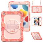 For iPad 10.2 2021 / 2020 / 2019 Shockproof Silicone + PC Protective Case with Holder & Shoulder Strap & Pen Slot(Pink Camouflage) - 1