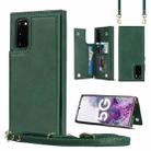 For Samsung Galaxy Note20 Cross-body Square Double Buckle Flip Card Bag TPU+PU Case with Card Slots & Wallet & Photo & Strap(Green) - 1