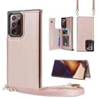 For Samsung Galaxy Note20 Ultra Cross-body Square Double Buckle Flip Card Bag TPU+PU Case with Card Slots & Wallet & Photo & Strap(Rose Gold) - 1