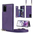 For Samsung Galaxy S20 FE Cross-body Square Double Buckle Flip Card Bag TPU+PU Case with Card Slots & Wallet & Photo & Strap(Purple) - 1