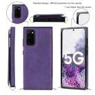 For Samsung Galaxy S20 FE Cross-body Square Double Buckle Flip Card Bag TPU+PU Case with Card Slots & Wallet & Photo & Strap(Purple) - 2