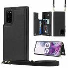 For Samsung Galaxy S20+ Cross-body Square Double Buckle Flip Card Bag TPU+PU Case with Card Slots & Wallet & Photo & Strap(Black) - 1