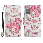 For Samsung Galaxy Note20 Painted Pattern Horizontal Flip Leather Case with Holder & Card Slot & Wallet(Rose Flower) - 1