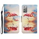 For Samsung Galaxy Note20 Painted Pattern Horizontal Flip Leather Case with Holder & Card Slot & Wallet(Flamingo) - 1