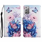 For Samsung Galaxy Note20 Painted Pattern Horizontal Flip Leather Case with Holder & Card Slot & Wallet(Purple Butterfly) - 1