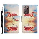 For Samsung Galaxy Note20 Ultra Painted Pattern Horizontal Flip Leather Case with Holder & Card Slot & Wallet(Flamingo) - 1