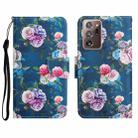 For Samsung Galaxy Note20 Ultra Painted Pattern Horizontal Flip Leather Case with Holder & Card Slot & Wallet(Fluorescent Rose) - 1