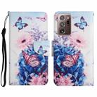 For Samsung Galaxy Note20 Ultra Painted Pattern Horizontal Flip Leather Case with Holder & Card Slot & Wallet(Purple Butterfly) - 1