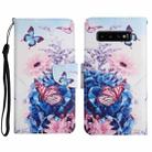 For Samsung Galaxy S10 Painted Pattern Horizontal Flip Leather Case with Holder & Card Slot & Wallet(Purple Butterfly) - 1