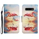 For Samsung Galaxy S10+ Painted Pattern Horizontal Flip Leather Case with Holder & Card Slot & Wallet(Flamingo) - 1